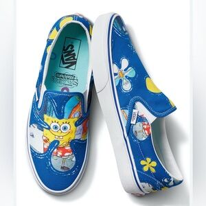Spongebob Vans ALOHA BOB Blue Slip-On Sneakers men’s 7.5 women’s 9 Shoes